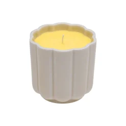 Kynttilä+kuppi pyöreä beige-keltainen